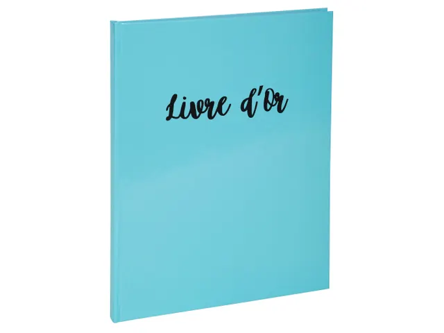 Gastenboek 100p goud 27x22 AQUAREL blauw