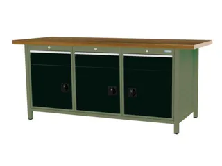 werkbank,HxBxD 860x2000x750mm,onderstel RAL6011,fronten RAL9005 - 3