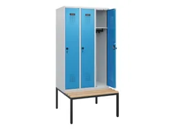 locker met bank,HxBxD 1950x900x815mm,3vak,vak B 300mm,draaigrendel
