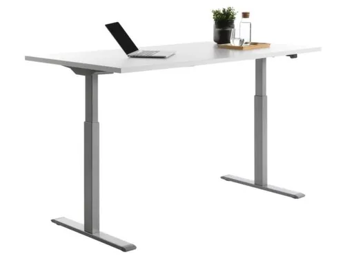 Elektrisch ihv bureau,HxBxD 700-1200x1600x800mm,blad wit,T-voet grijs