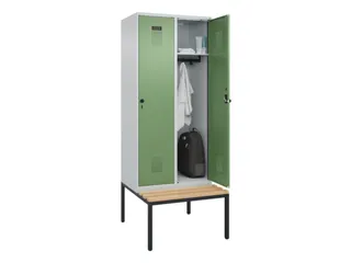 locker met bank,HxBxD 2120x800x815mm,2vak,vak B 400mm,draaigrendel - 1