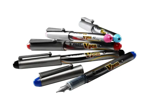 Vulpen Pilot V pen Zilver Medium punt Inktkleur Blauw