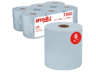 Poetsrol WypAll L20 2-laags 18,3cmx144m 380vel blauw 7302 - 2