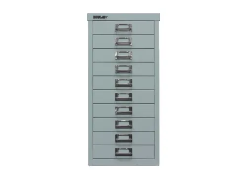 kantoor-ladekast HxBxD 590x278x380mm 10 laden romp zilverkleurig staal