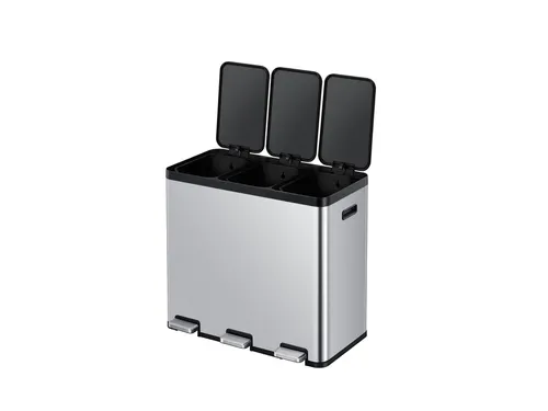 Afvalbak EKO Essential Recycler pedaalemmer 3x20 liter RVS