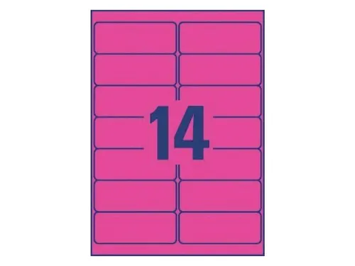 Etiket Avery L7363P-25 99.1x38.1mm Neon Roze 350 Stuks
