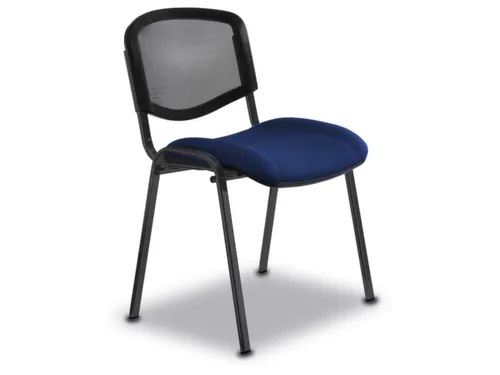 Buisstalen Stoel Donkerblauw Stof Netrug Zitting 475x415mm Frame Zwart