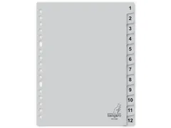 Tabblad Kangaro A5 cijfers PP 120 micron grijs 17-gaats 12-delig