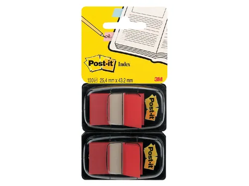Indextabs 3M Post-it 680 25.4x43.2mm duopack rood