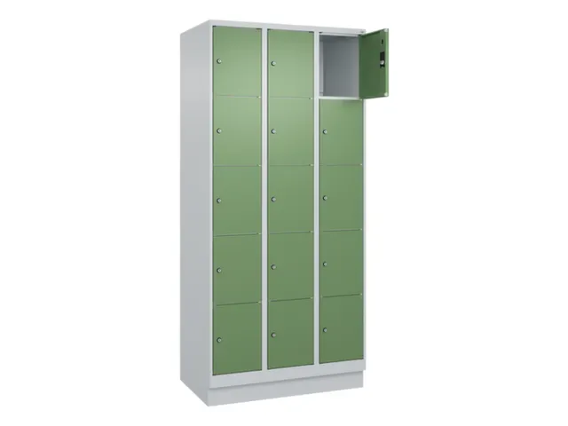lockerkast,HxBxD 1950x900x500mm,3x5vakken,vak B 300mm,cil.-slot,sokkel