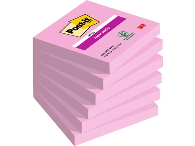 Post-it Super Sticky notes 76x76 90 Vel Roze 6 Blok