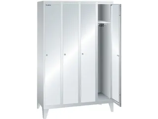 garderobekast,HxBxD 1850x1200x500mm,4vak,vak B 300mm,cil.-slot,voeten - 1