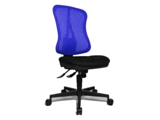 Bureaustoel Zitting Zwart Rugleuning Met Netbekleding In Blauw - 1