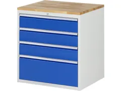 ladekast 825x770x650mm 4laden cilinderslot RAL7035 RAL5010 beuken