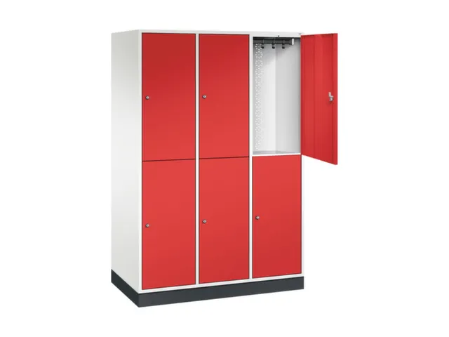 Dubbeldekse garderobekast,HxBxD 1950x1220x600mm,3x2vak.,vak B 360mm