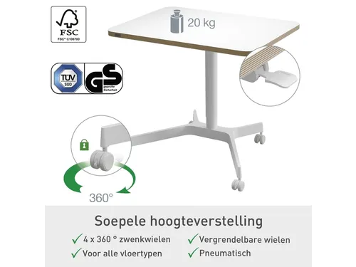 Leitz Ergo Zit-Sta bureau Mobiel 80x60cm klein