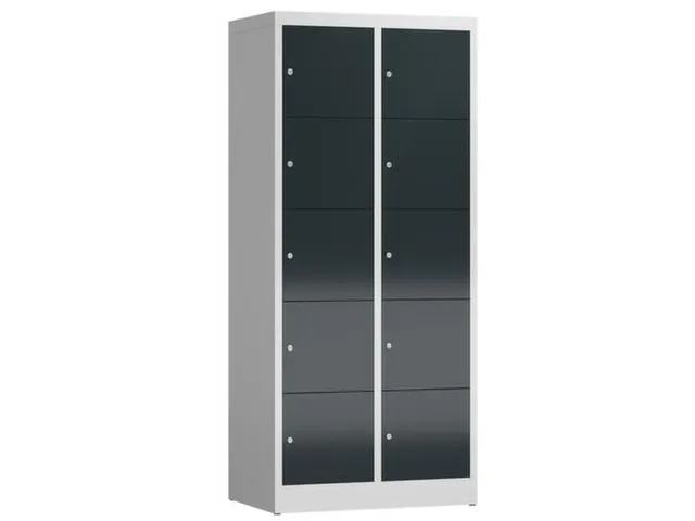 lockerkast,HxBxD 1800x800x500mm,2x5vakken,cil.-slot,romp RAL7035