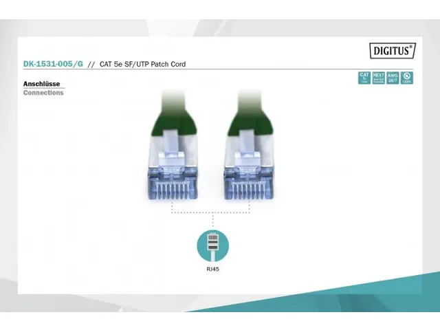 CAT 5e SF-UTP patchkabel Cu PVC AWG 26/7 lengte 0,5m Groen