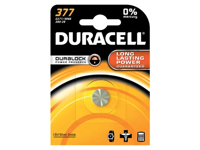 Batterij Duracell knoopcel 377 zilver oxide Ø6,8mm 1.5V-18mA
