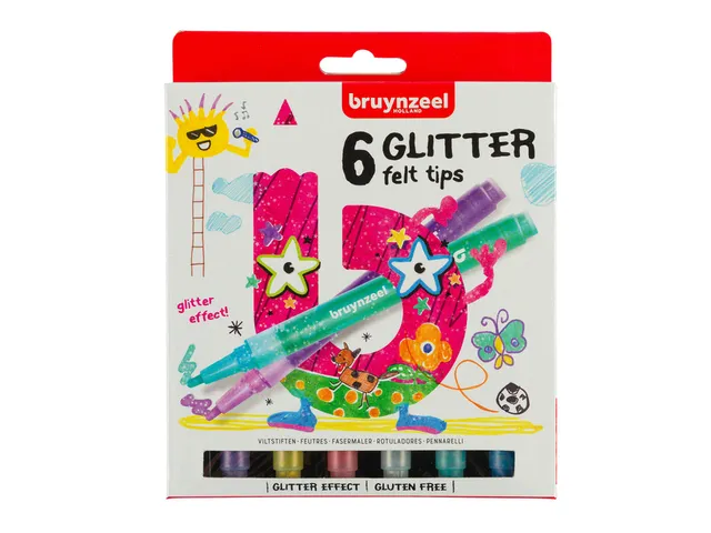 Feutre Bruynzeel Kids Glitter set 6 couleurs