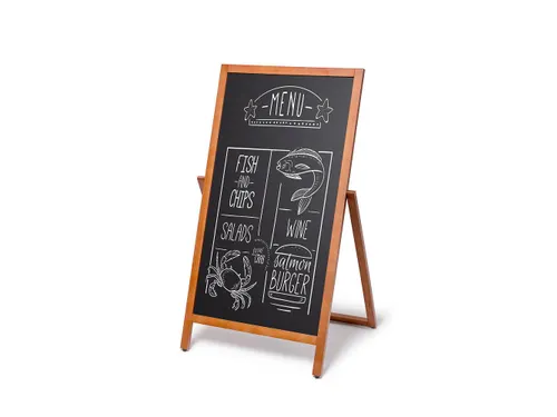Krijtstoepbord Houten A-Bord Flip 55x105cm Lichtbruin