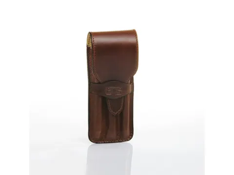 Pennenetui zadelleer Mika voor 3 pennen, ca 17 x 7 x 2 cm, bruin