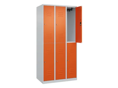 dubbeldekse locker,HxBxD 1850x900x500mm,3x2vak.,vak B 300mm,cil.-slot