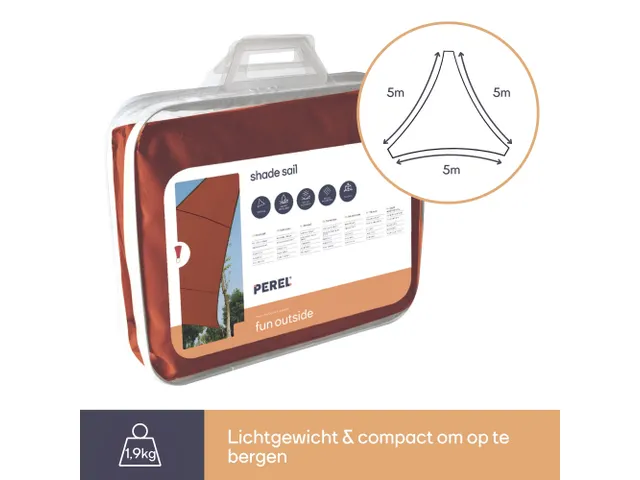 Zonnezeil Driehoek 5x5x5m Terracotta