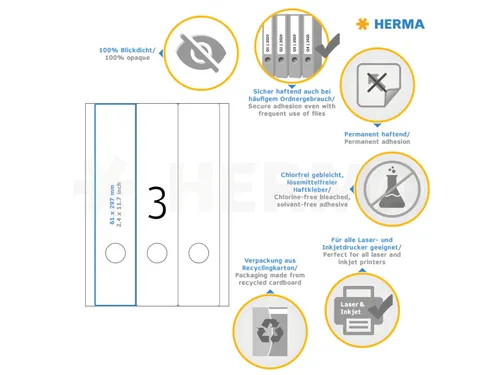 Herma 5135 Rugetiket breed 61x297mm Wit permanent klevend 75 stuks