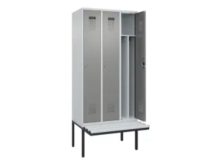locker met bank,voor scheiding van kleding,HxBxD 2120x900x815mm,3vak - 1