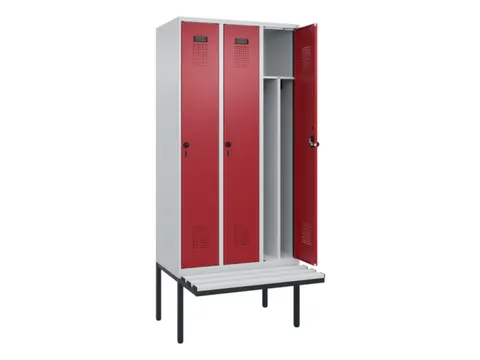 locker met bank,voor scheiding van kleding,HxBxD 2120x900x815mm,3vak