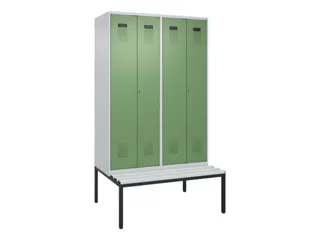 PBM-locker met bank,HxBxD 2120x1200x815mm,4vak,vak B 300mm - 2