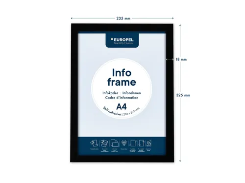 Infokader Europel zelfklevend A4 zwart