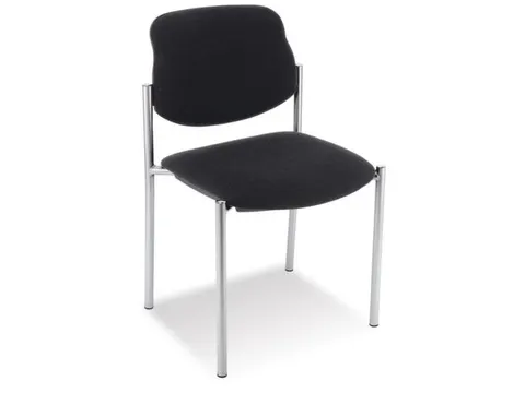 Bezoekersstoel,4Voeten Ronde Buis Verchroomd,Zitting Stof Zwart