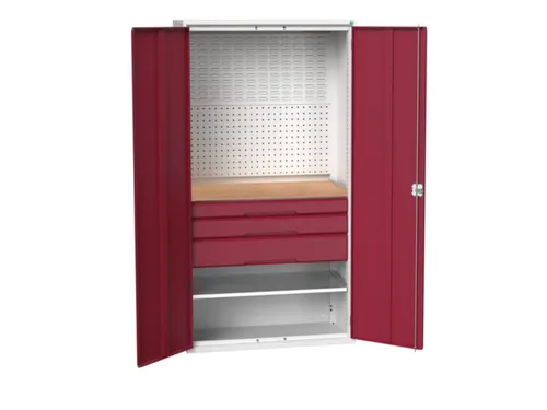 Systeemkast 2000x1050x550mm 1xlegbord 3laden RAL7035+RAL3004