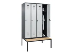 locker met bank,HxBxD 2120x1200x815mm,4vak,vak B 300mm,draaigrendel