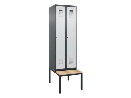 locker met bank,HxBxD 2120x600x815mm,2vak,vak B 300mm,cilinderslot