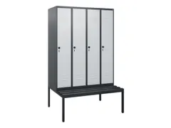 locker met bank,HxBxD 1950x1200x815mm,4vak,vak B 300mm,draaigrendel