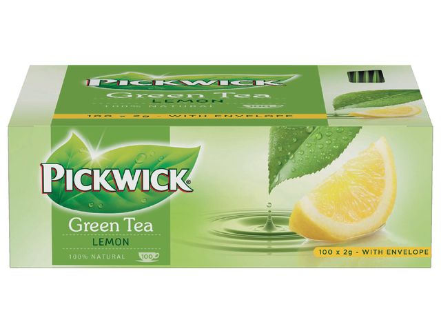 Thee Pickwick groene thee original lemon 100 zakjes van 2gr | KantineSupplies.nl