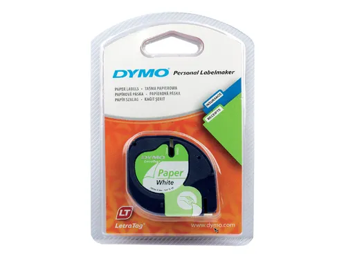Labeltape Dymo Letratag 91200 papier 12mm zwart op wit S0721510