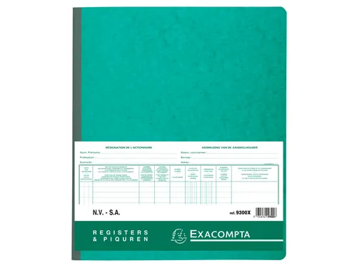Register Piqure aandeelhouder NV/SA 240x320mm 80vel groen