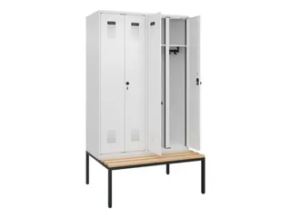 locker met bank,voor scheiding van kleding,HxBxD 2120x1200x815mm,4vak - 1