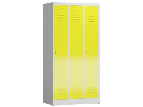 garderobekast 1800x870x500mm 3vak klink sokkel romp RAL7035 RAL1018