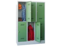 dubbeldekse locker,HxBxD 1850x1200x500mm,3x2vak.,RAL7035,front RAL6011