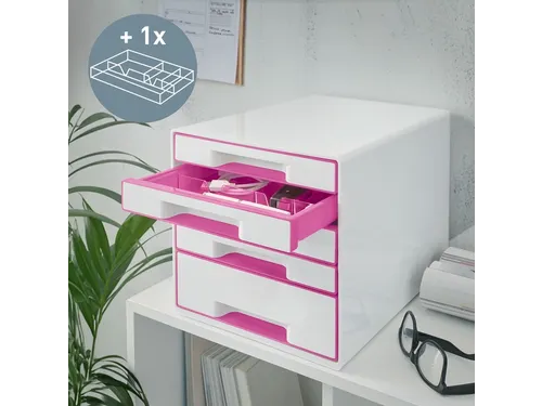 Ladenblok Leitz WOW Cube 5 laden wit/roze