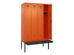 locker met bank,HxBxD 2120x1200x815mm,4vak,vak B 300mm,cilinderslot