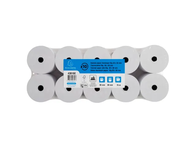Thermische papierrollen voor kasregisters 1 laags 80x80x12mm