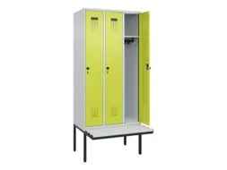 locker met bank,HxBxD 2120x900x815mm,3vak,vak B 300mm,draaigrendel