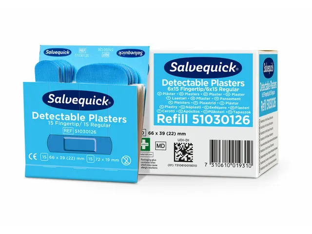 Salvequick Blauw Detectable Pleisters Vingertop/Normaal
