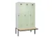 locker met bank,voor scheiding van kleding,HxBxD 2120x1200x815mm,3vak
